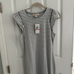 Michael Kors White & Grey Striped Dress - Size Small - NWT